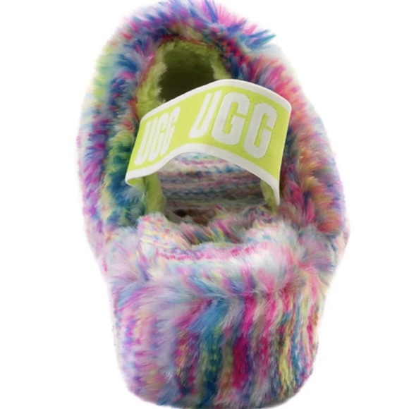 UGG Fluff Yeah Pixelate Printed Faux Shearling Slides - Picture 3 of 7
